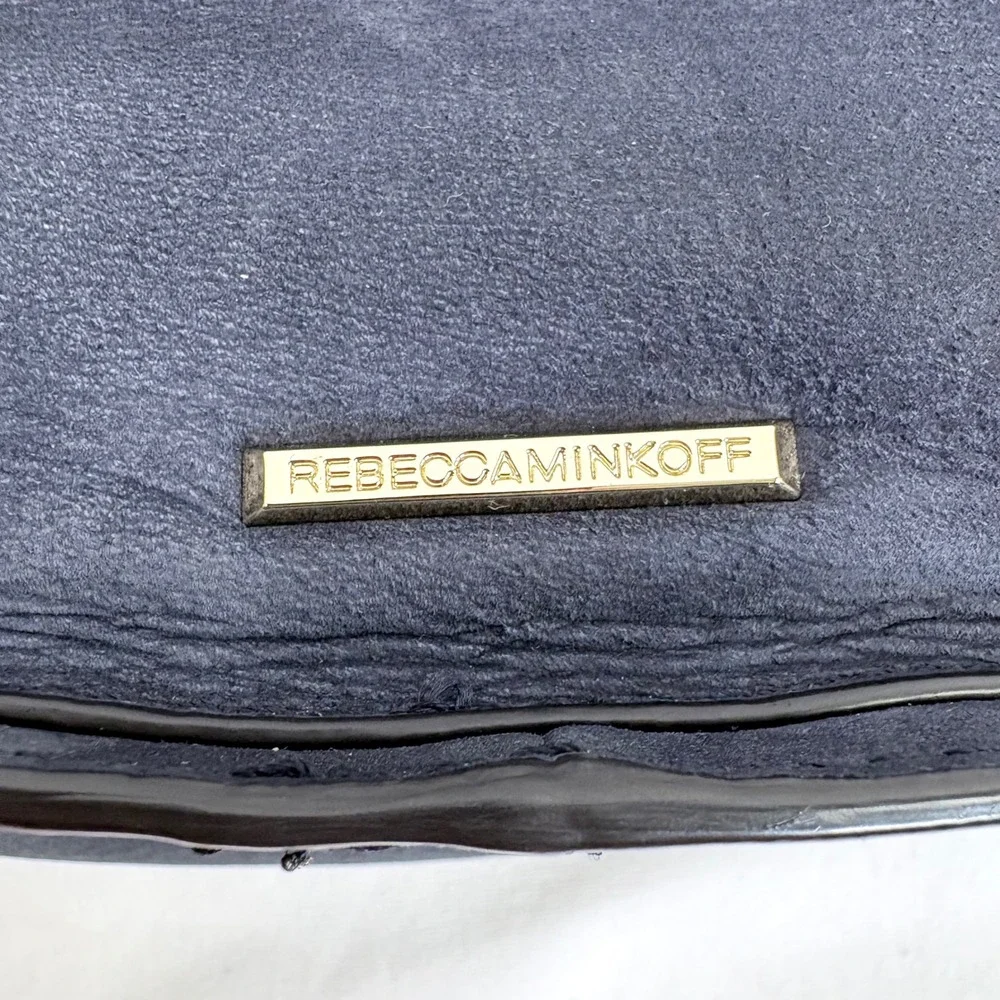 Rebecca Minkoff Vanity Saddle Bag Navy Blue Suede Whipstitch Crossbody Boho